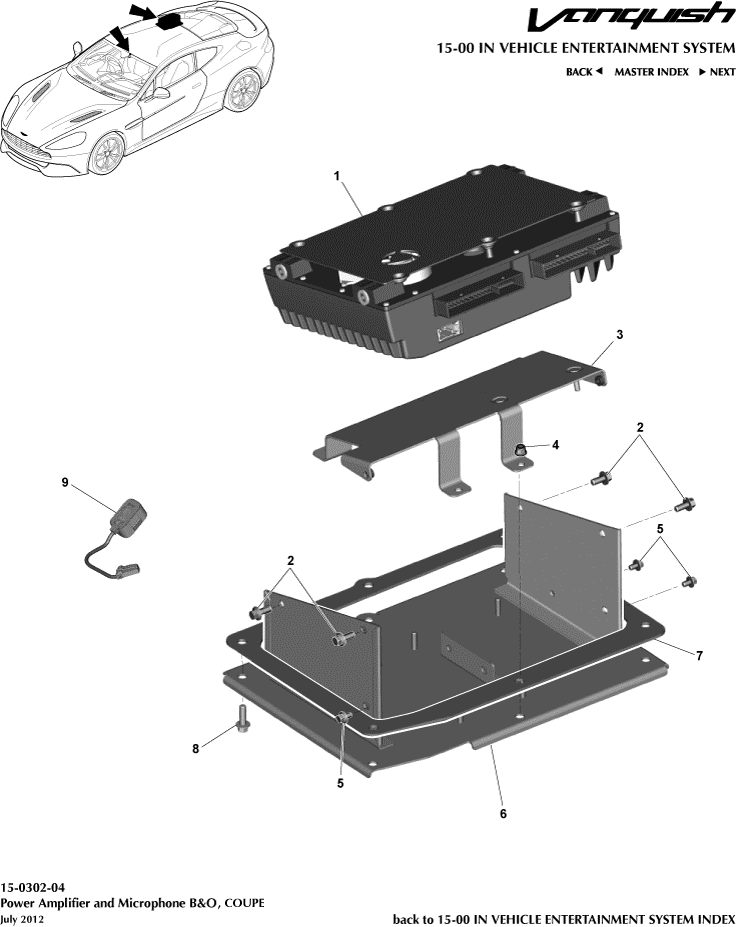 Amplifiers, B&O, Coupe of Aston Martin Aston Martin GT VANQUISH (2013-2018)
