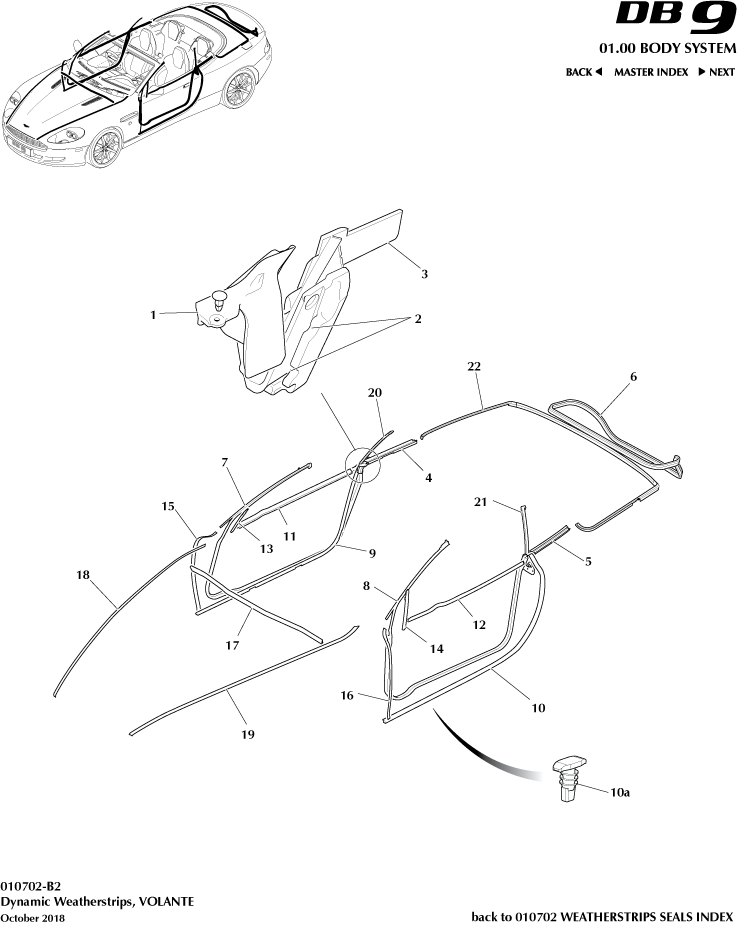 Weatherstrip Seals - Dynamic Weatherstrips, Volante of Aston Martin Aston Martin GT DB9 (2004-2017)