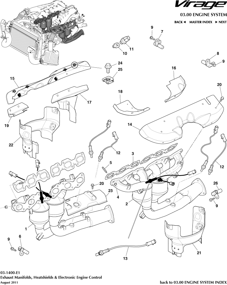 Exhaust Manifolds of Aston Martin Aston Martin GT VIRAGE (2012-2013)