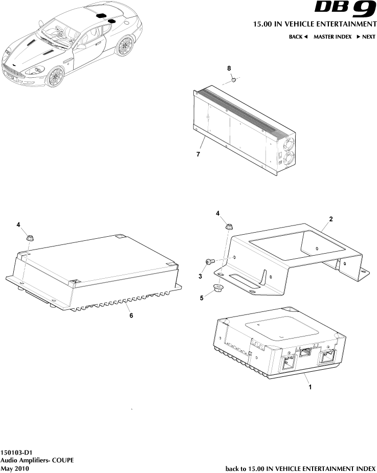 Amplifiers, Coupe of Aston Martin Aston Martin GT DB9 (2004-2017)
