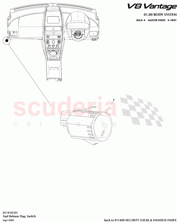 Fuel Release Flap, Switch of Aston Martin Aston Martin V8 Vantage (upto 2016)