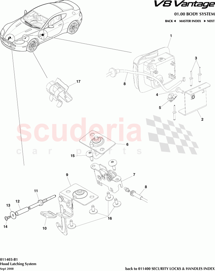Hood Latching System of Aston Martin Aston Martin V8 Vantage (upto 2016)