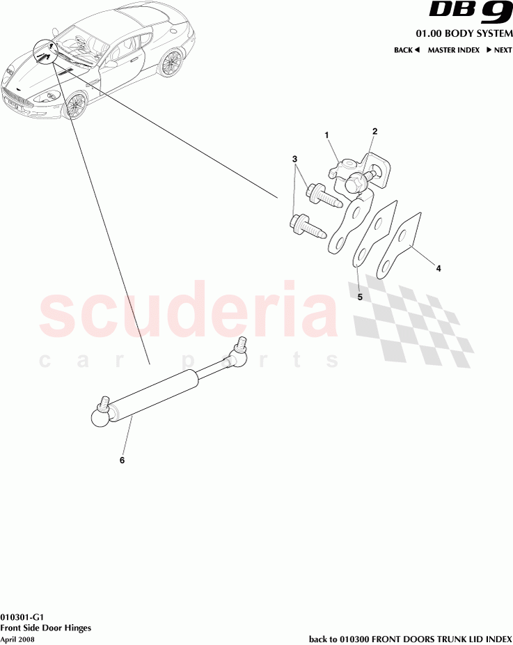 Front Side Door Hinges of Aston Martin Aston Martin DB9 (2004-2012)