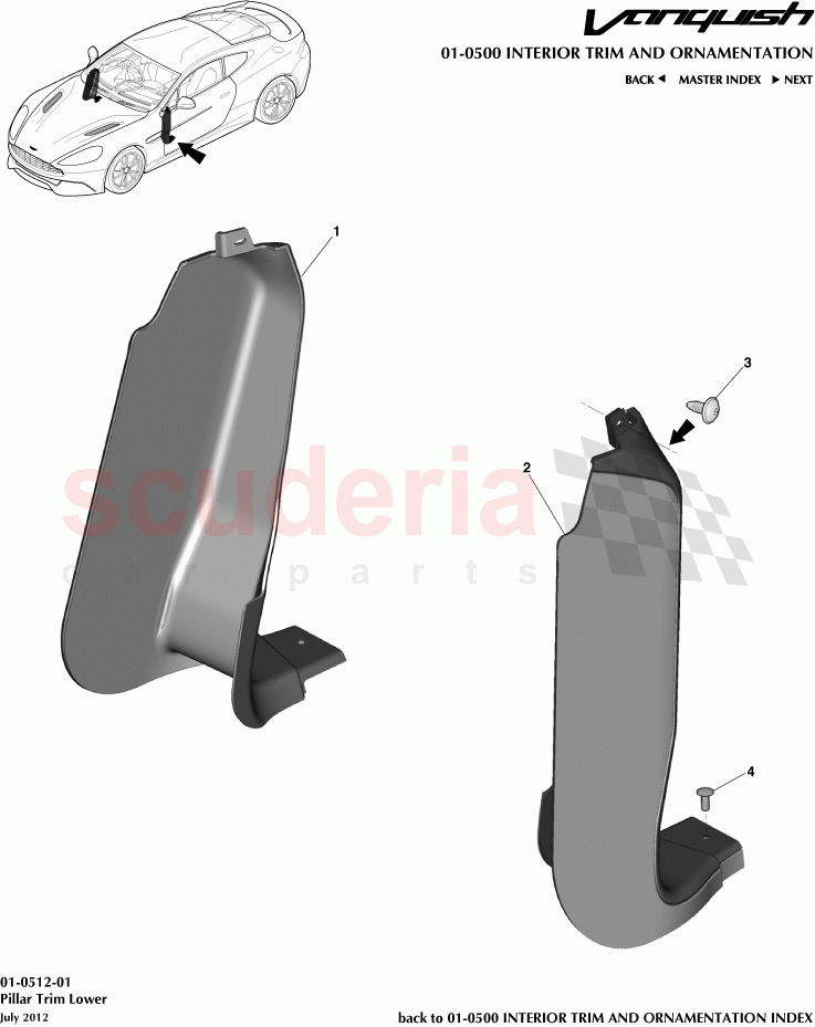 Pillar Trim Lower of Aston Martin Aston Martin Vanquish (2012+)