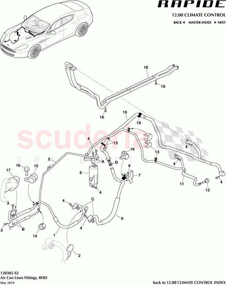 Air Con Lines Fittings (RHD) of Aston Martin Aston Martin Rapide