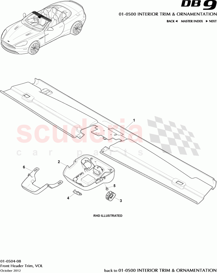 Front Header Trim, VOL of Aston Martin Aston Martin DB9 (2013-2016)