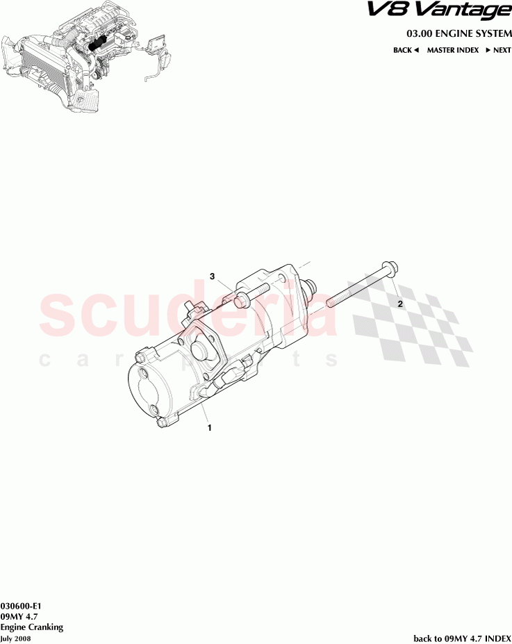 Engine Cranking of Aston Martin Aston Martin V8 Vantage (upto 2016)