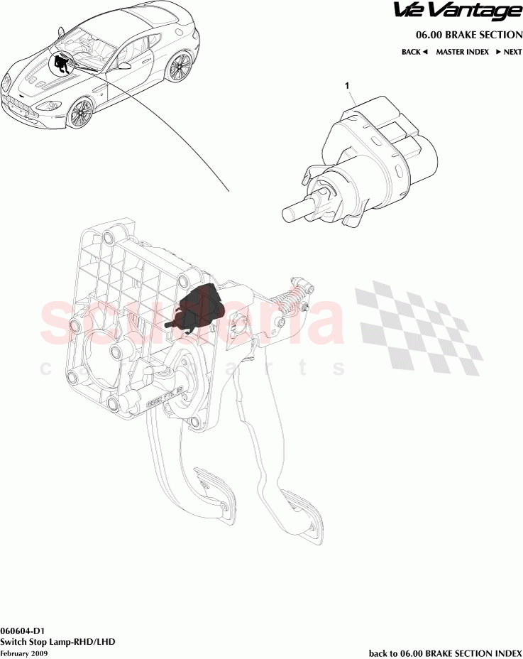 Switch Stop Lamp-RHD / LHD of Aston Martin Aston Martin V12 Vantage (upto 2016)