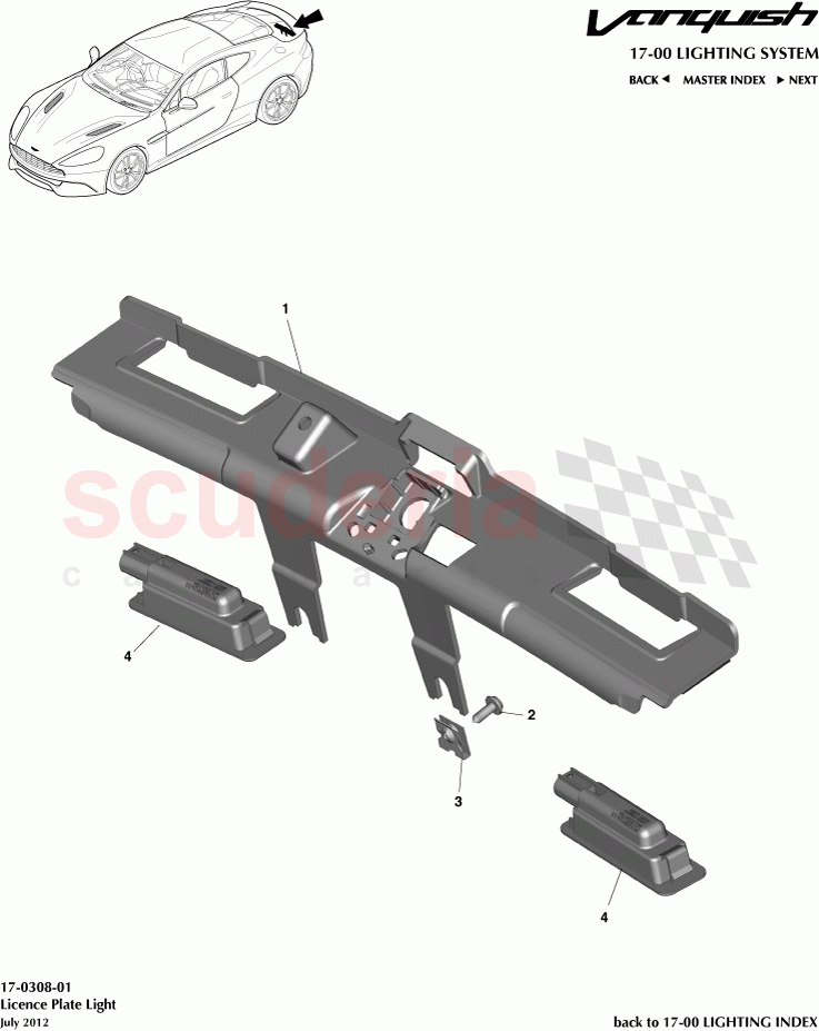 Licence Plate Light of Aston Martin Aston Martin Vanquish (2012+)