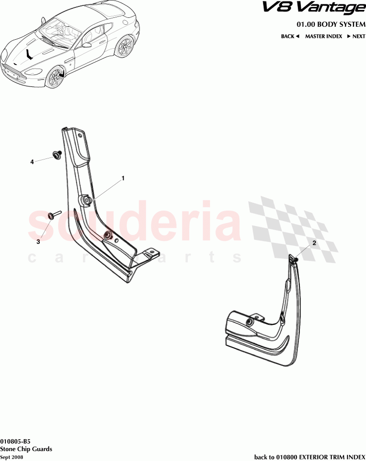 Stone Chip Guards of Aston Martin Aston Martin V8 Vantage (upto 2016)