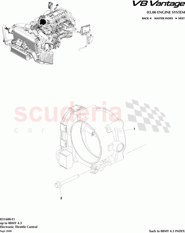Electronic Throttle Control of Aston Martin Aston Martin V8 Vantage (upto 2016)