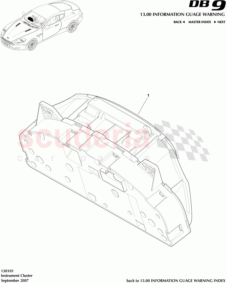 Instrument Cluster of Aston Martin Aston Martin DB9 (2004-2012)