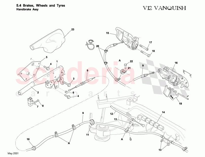 Handbrake of Aston Martin Aston Martin Vanquish (2001-2007)