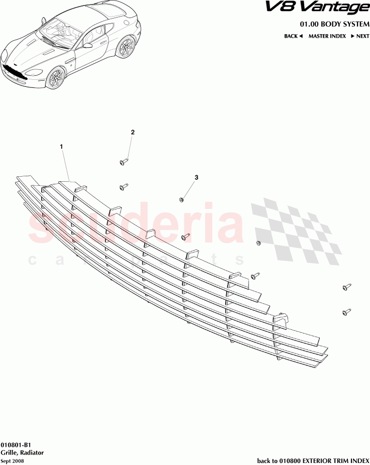 Grille, Radiator of Aston Martin Aston Martin V8 Vantage (upto 2016)