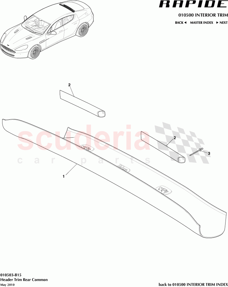 Header Trim Rear Common of Aston Martin Aston Martin Rapide