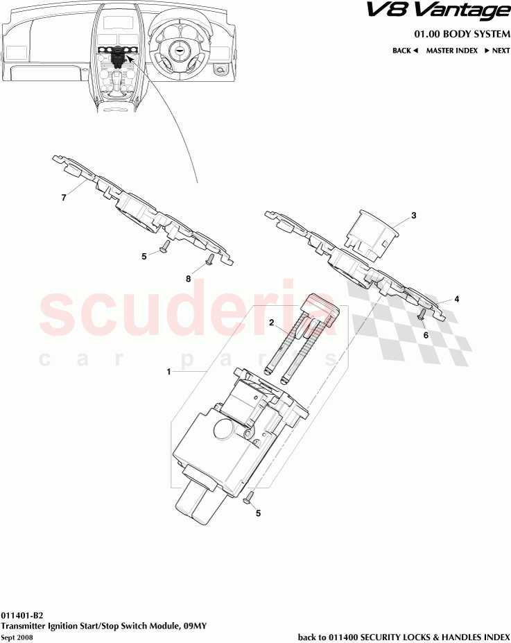 Transmitter Ignition Start / Stop Switch Module (2009) of Aston Martin Aston Martin V8 Vantage (upto 2016)