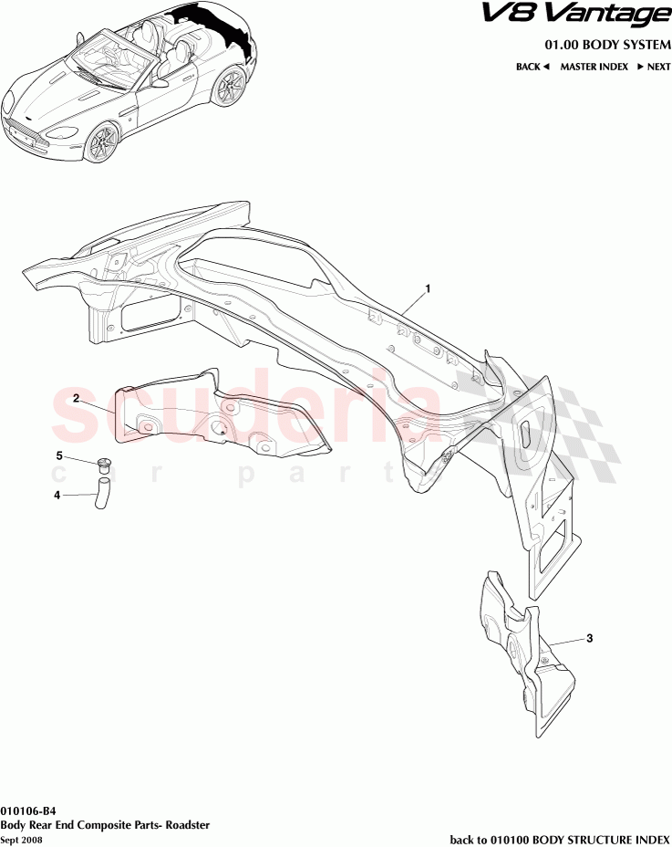 Body Rear End Composite Parts (Roadster) of Aston Martin Aston Martin V8 Vantage (upto 2016)