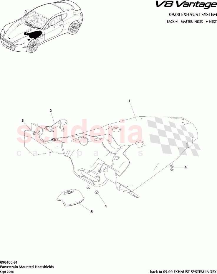 Powertrain Mounted Heatshields of Aston Martin Aston Martin V8 Vantage (upto 2016)
