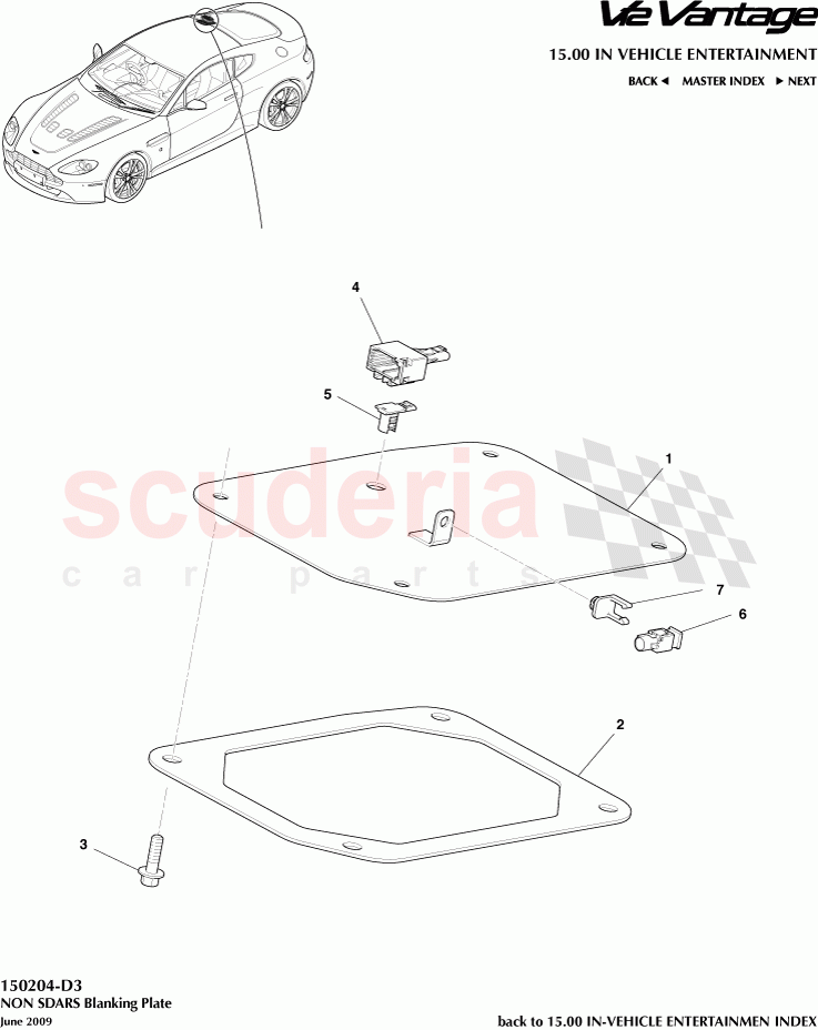 NON SDARS Blanking Plate of Aston Martin Aston Martin V12 Vantage (upto 2016)