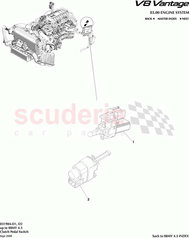 Clutch Pedal Switch of Aston Martin Aston Martin V8 Vantage (upto 2016)