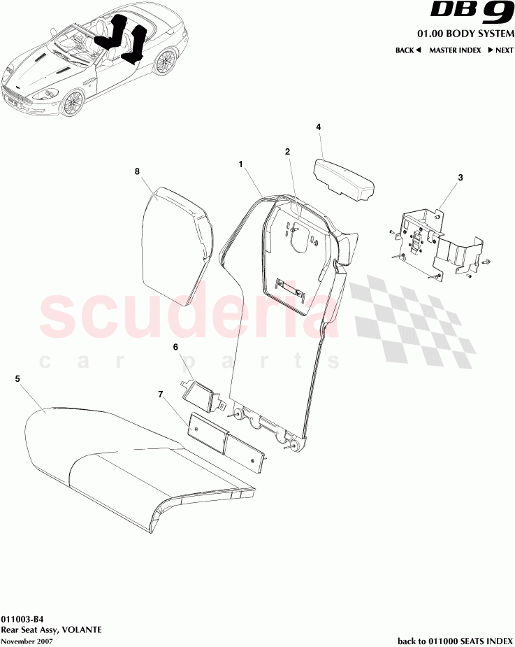 Rear Seat Assembly (Volante) of Aston Martin Aston Martin DB9 (2004-2012)