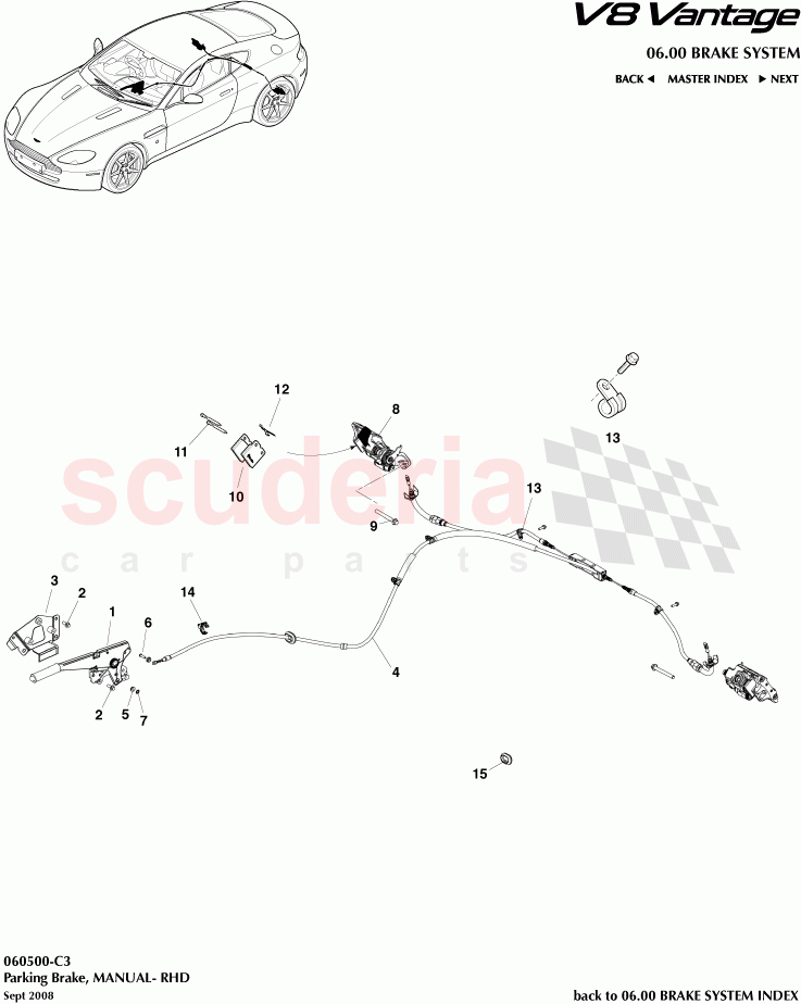 Parking Brake (Manual) (RHD) of Aston Martin Aston Martin V8 Vantage (upto 2016)