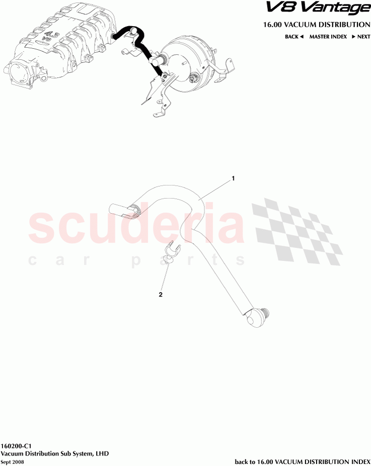 Vacuum Distribution Sub System (LHD) of Aston Martin Aston Martin V8 Vantage (upto 2016)