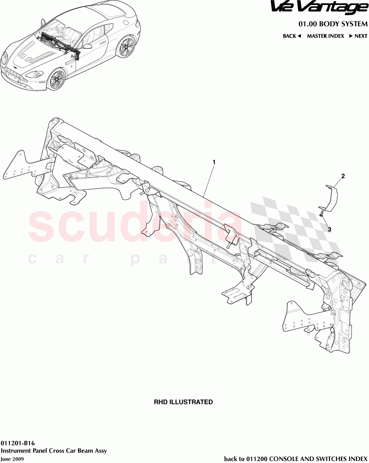 Instrument Panel Cross Car Beam Assembly of Aston Martin Aston Martin V12 Vantage (upto 2016)