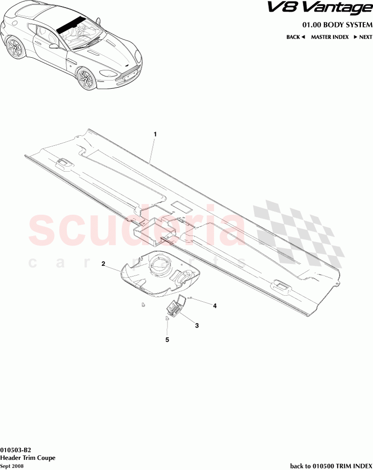 Header Trim Coupe of Aston Martin Aston Martin V8 Vantage (upto 2016)
