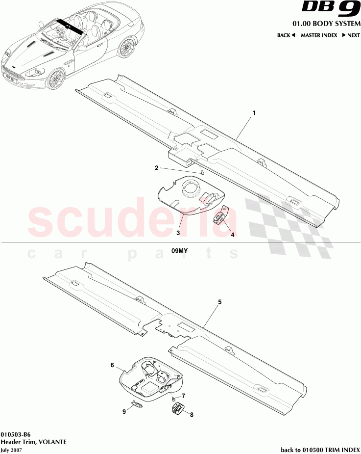 Header Trim (Volante) of Aston Martin Aston Martin DB9 (2004-2012)