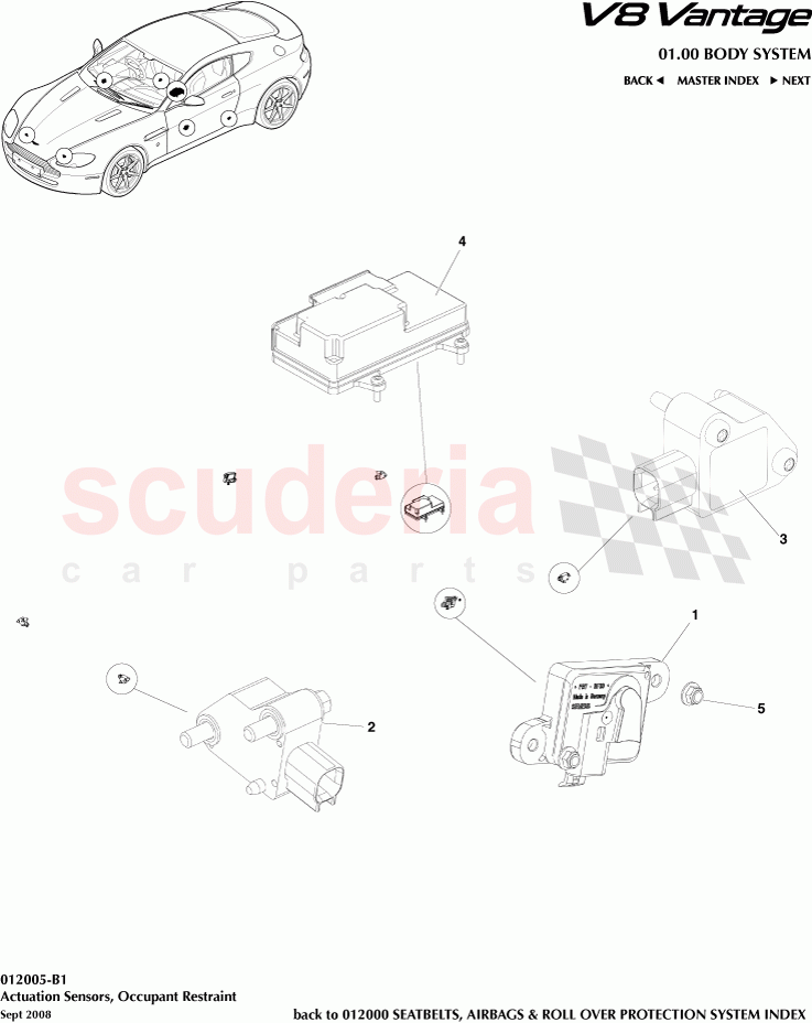 Actuation Sensors (Occupant Restraining Devices) of Aston Martin Aston Martin V8 Vantage (upto 2016)