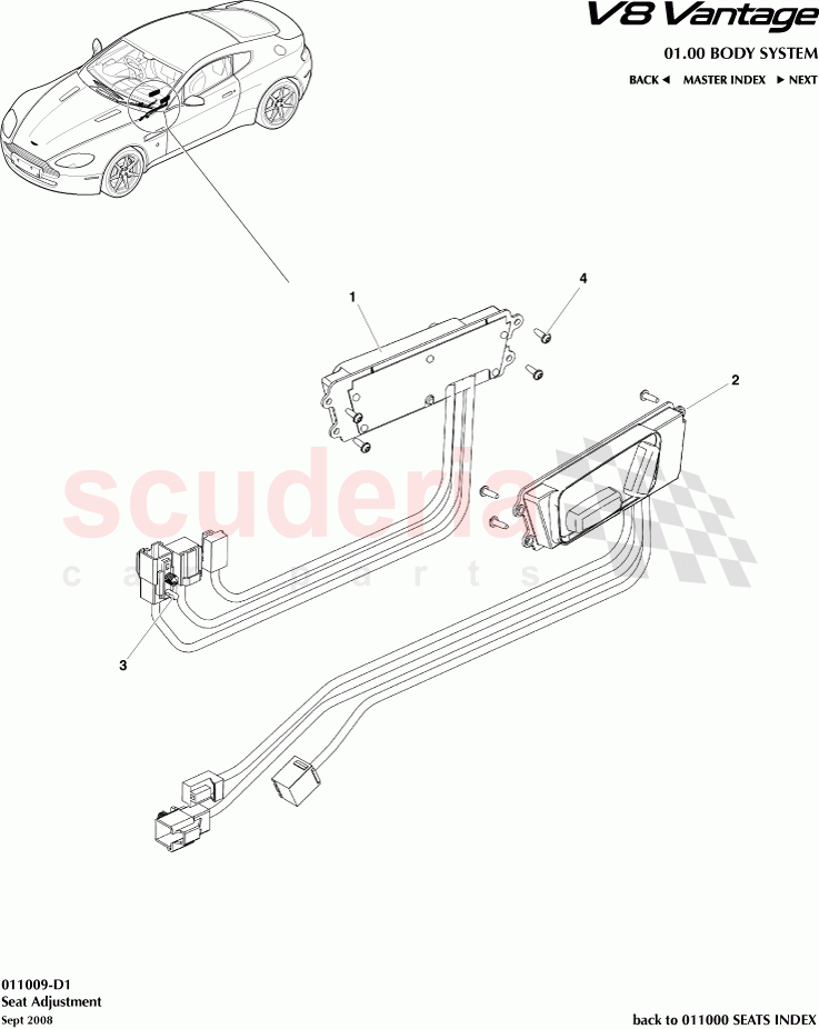 Seat Adjustment of Aston Martin Aston Martin V8 Vantage (upto 2016)