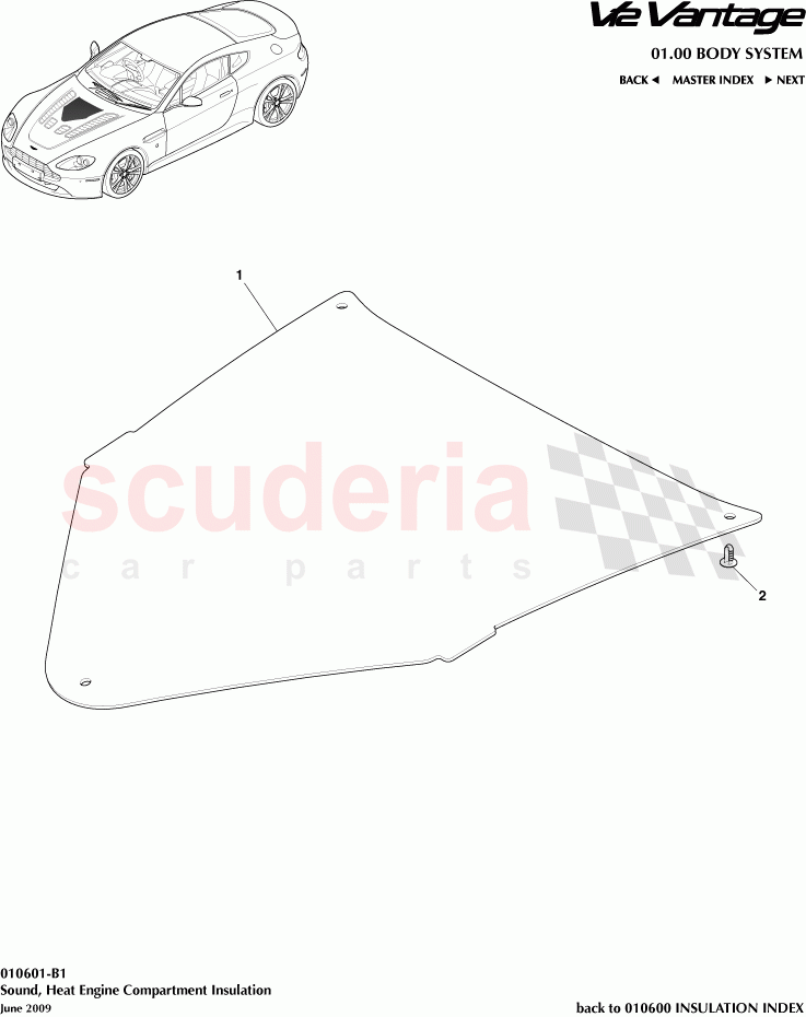 Sound, Heat Engine Compartment Insulation of Aston Martin Aston Martin V12 Vantage (upto 2016)