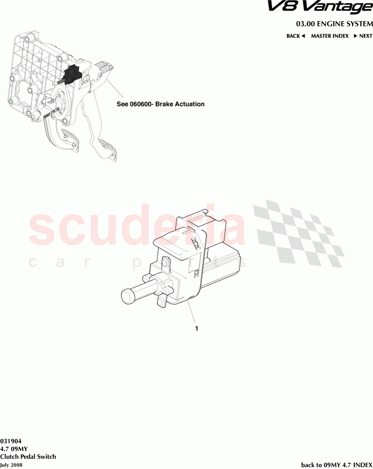 Clutch Pedal Switch of Aston Martin Aston Martin V8 Vantage (upto 2016)