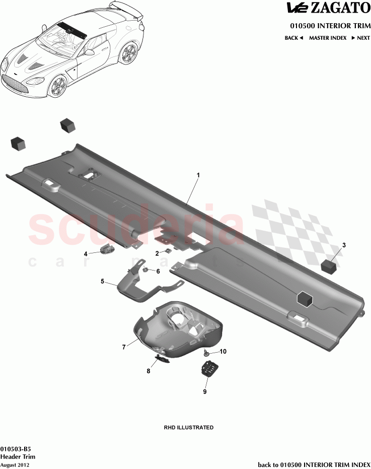 Header Trim of Aston Martin Aston Martin V12 Zagato