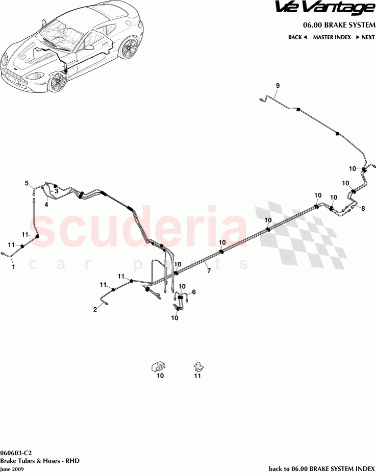 Brake Tubes and Hoses (RHD) of Aston Martin Aston Martin V12 Vantage (upto 2016)