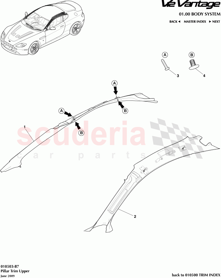 Pillar Trim Upper of Aston Martin Aston Martin V12 Vantage (upto 2016)