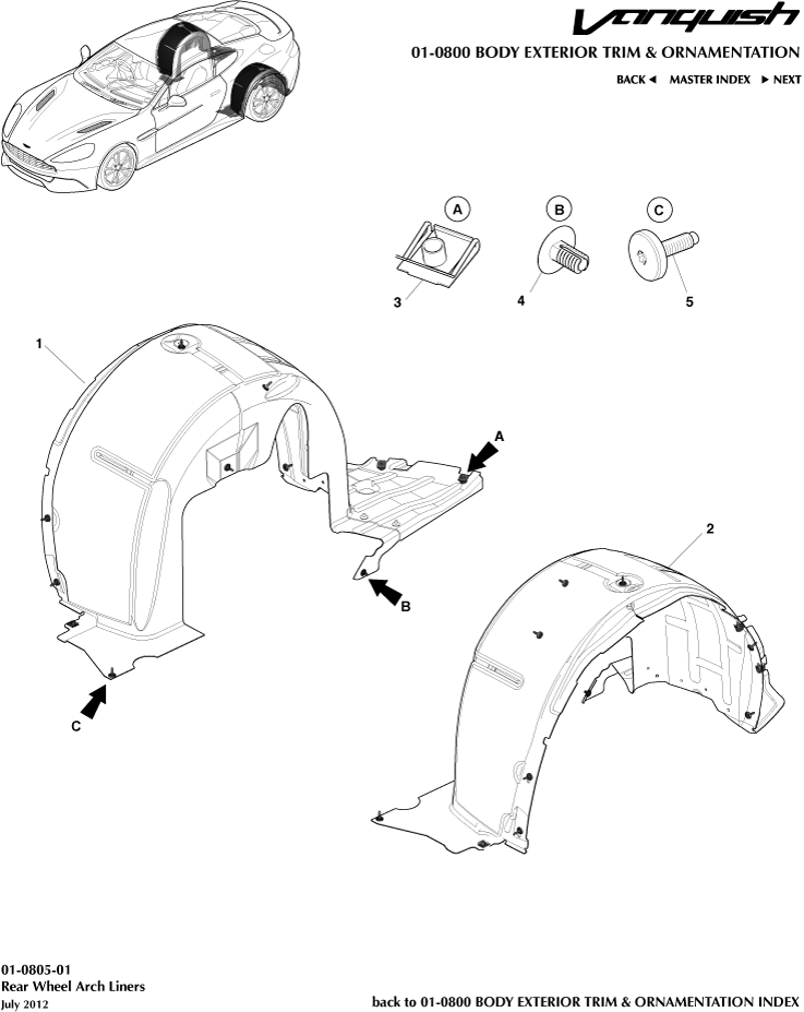 Body Exterior Trim & Ornamentation - Rear Wheel Arch Liners of Aston Martin Aston Martin GT VANQUISH (2013-2018)