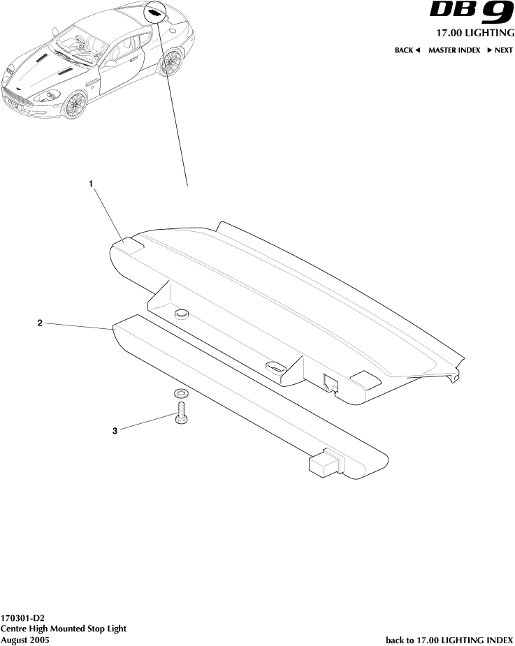 High Mounted Stop Light, Coupe of Aston Martin Aston Martin GT DB9 (2004-2017)