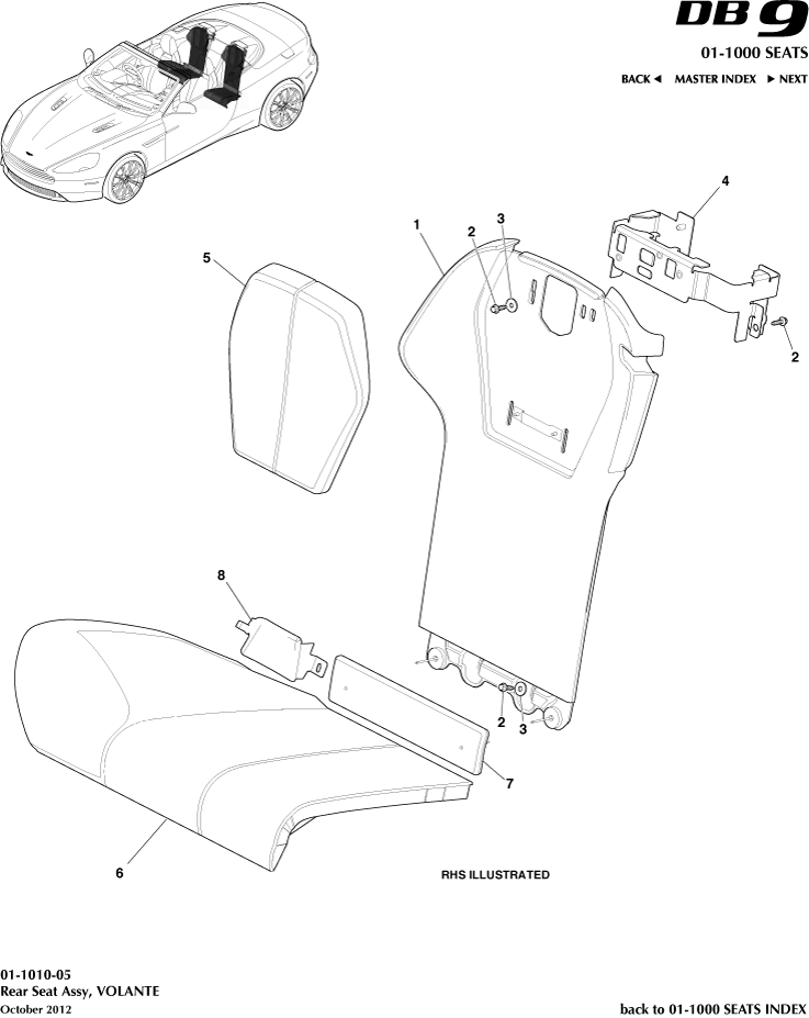 Rear Seats, Volante of Aston Martin Aston Martin GT DB9 (2004-2017)
