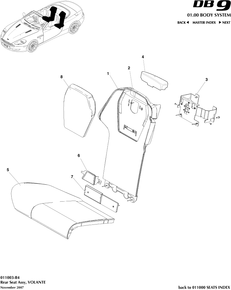 Rear Seat, Volante of Aston Martin Aston Martin GT DB9 (2004-2017)