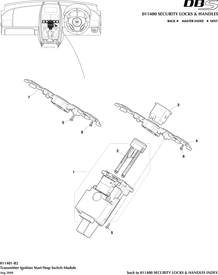Security Locks and Handles - Start/Stop Module of Aston Martin Aston Martin GT DBS (2007-2012)
