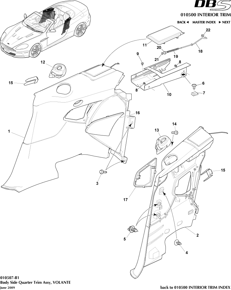 Interior Trim - Body Side Quarter Trim, Volante of Aston Martin Aston Martin GT DBS (2007-2012)
