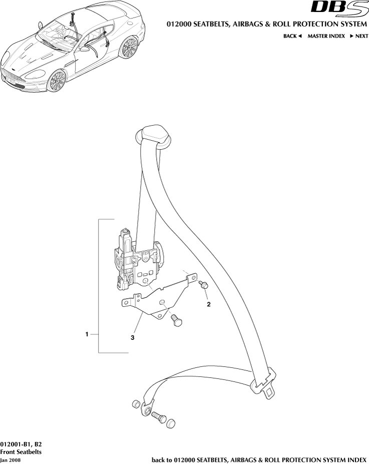 Seatbelts, Airbags & Roll Over Protection System - Front Seat Belts of Aston Martin Aston Martin GT DBS (2007-2012)