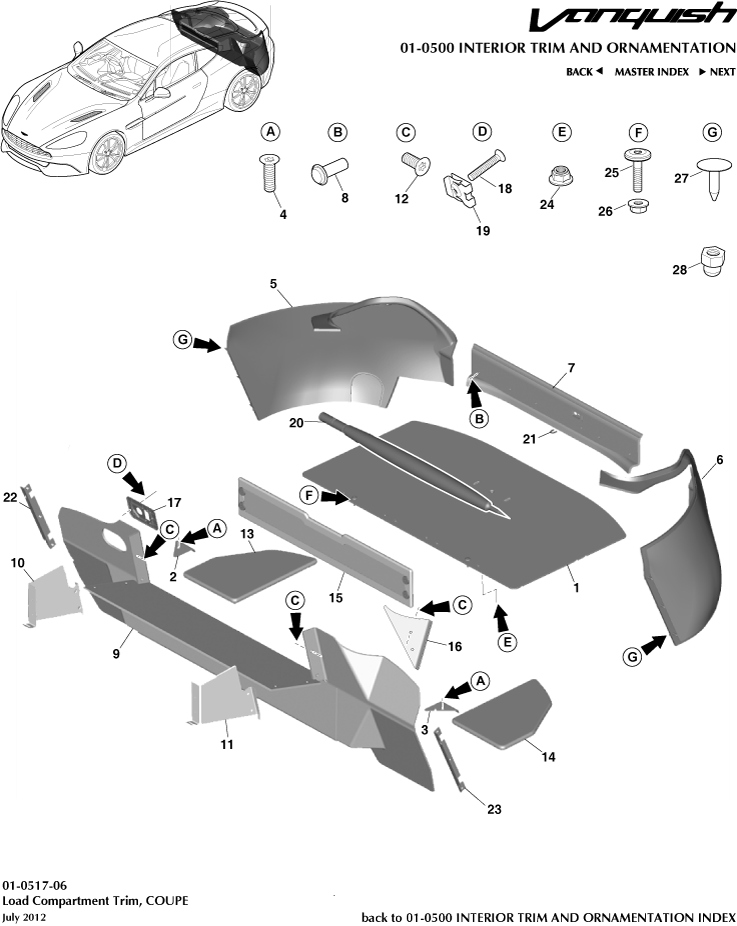 Interior Trim & Ornamentation - Load Compartment Trim, Coupe of Aston Martin Aston Martin GT VANQUISH (2013-2018)