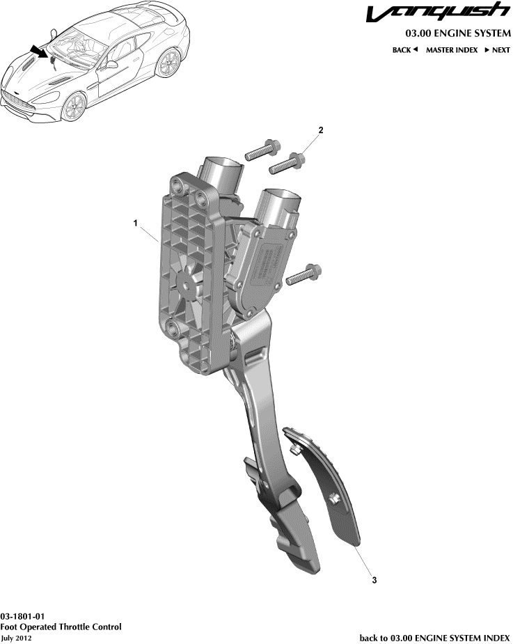 Throttle Control of Aston Martin Aston Martin GT VANQUISH (2013-2018)