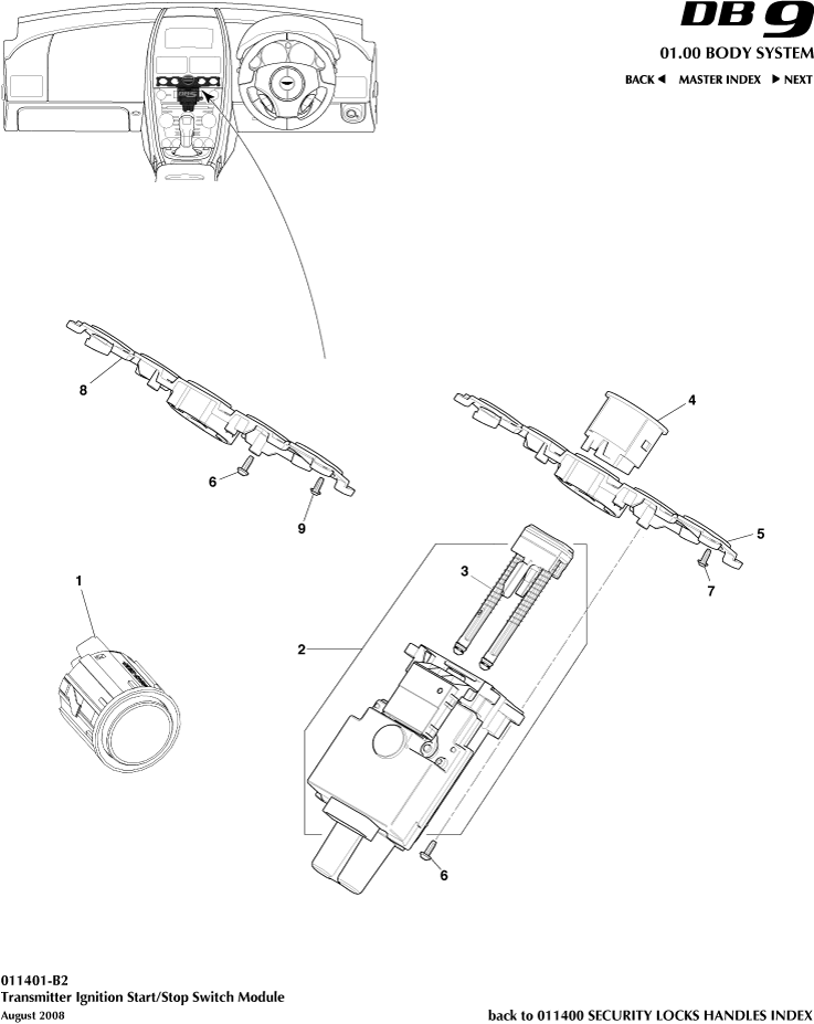 Security Locks and Handles - Start/Stop Module of Aston Martin Aston Martin GT DB9 (2004-2017)