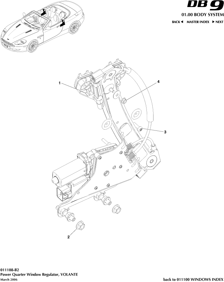 Rear Quarter Regulators, Volante of Aston Martin Aston Martin GT DB9 (2004-2017)