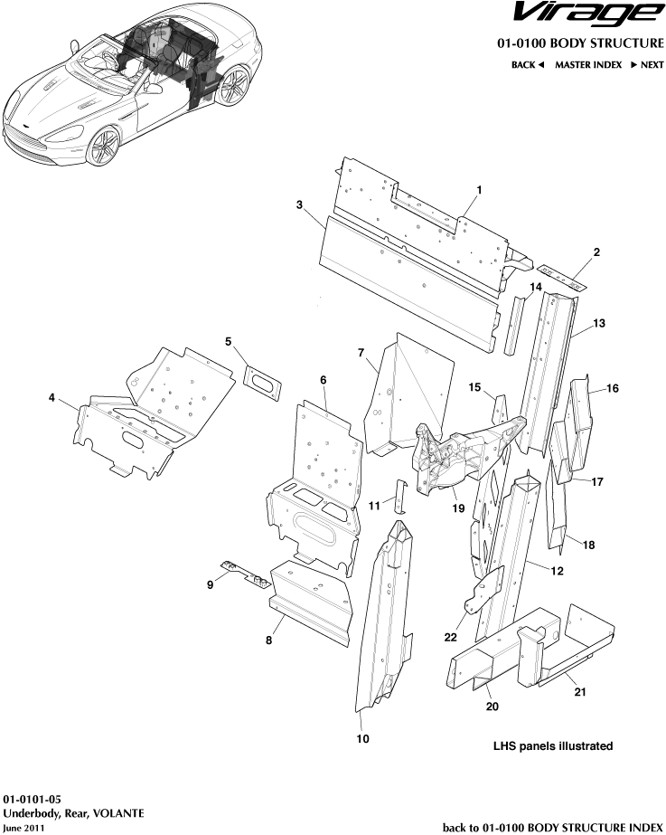 Body Structure - Underbody, Rear, Volante of Aston Martin Aston Martin GT VIRAGE (2012-2013)