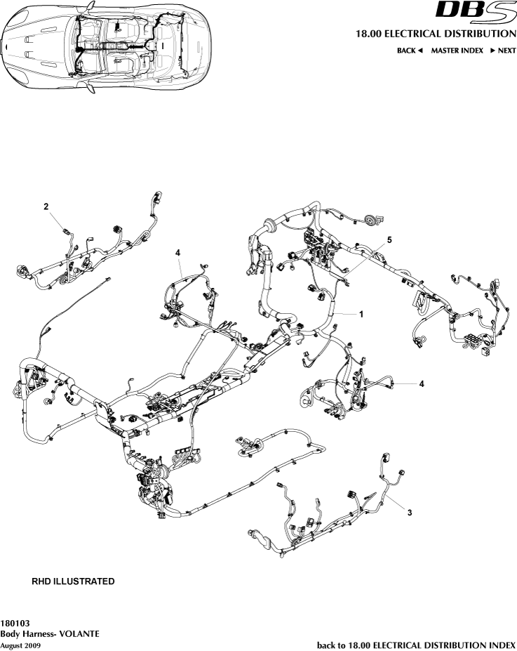 Body Harness, Volante of Aston Martin Aston Martin GT DBS (2007-2012)